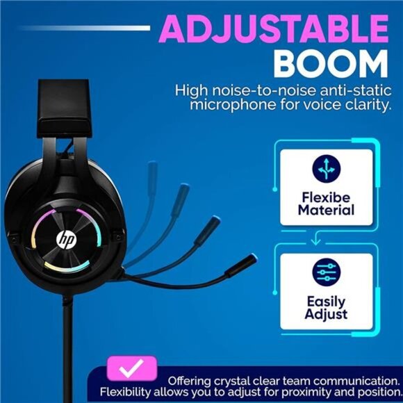 HP Gaming Headset with Microphone Wired Over Ear Gaming Headphones - Picture 6 of 8